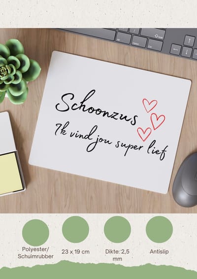 Akyol - schoonzus ik vind jou super lief Muismat - Zus - de liefste schoonzus - verjaardag - cadeautje voor zus - zus artikelen - kado - geschenk - 23 bij 19 cm