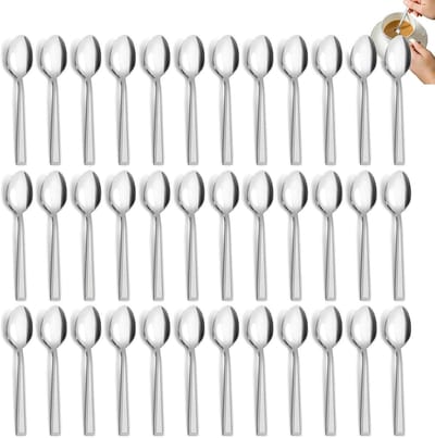 Set van 24 RVS Koffielepels voor Espresso, Dessert en Thee - Hoogglans Gepolijst Bestek voor Huishoudens en Restaurants