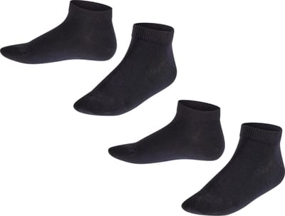 FALKE Happy 2-Pack kort eenkleurig katoen multipack sneakersokken enkelsokken kinderen blauw - maat 31-34
