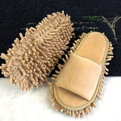 Daity 1 paar beige afneembare pantoffels voor het dweilen van vloeren (one size fits all) - schoonmaakgereedschap - badkamerbenodigdheden