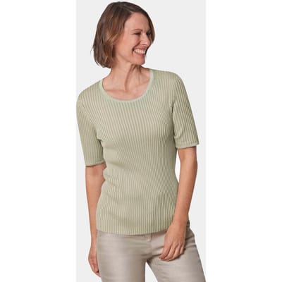 Onderhoudsarme pullover met hoogwaardige ribstructuur - salie - Gr. 44 van Goldner Fashion