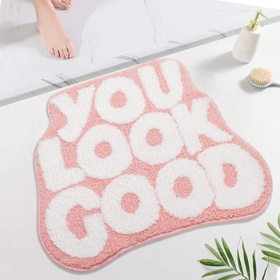 Antislip Badmat voor Badkamer - Absorberende en Machinewasbare Badtapijt - Creatieve Badkamerdecoratie in Lichtroze - 53,3 x 63,5 cm
