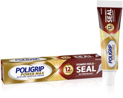 Poligrip Power Tandprothese Pasta Max Plus Seal 62g - 1 STUK - Sterke Fixatie & Voedselafdichting - Smaakvrij