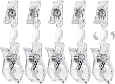 Rotatable Double Clips voor Supermarktplanken - 5 Stuks Transparante Plastic Kaart Houder voor Prijslabels en Posters, Ideaal voor Productpresentatie en Organisatie