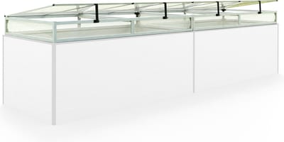 Moestuinbak opzetstuk van aluminium en polycarbonaat Tuinkas plantenbak voor tuin, balkon, met dakvenster kleppen, UV en weerbestendig, 99 x 387 cm