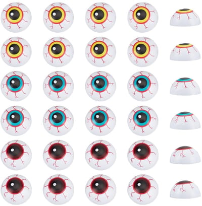 Dailygoods- Hars Ogen 25 mm - Halfronde Ogen - Bloeddoorlopen - Halloween Ogen - Ambachten - 30 Stuks - Cabochons