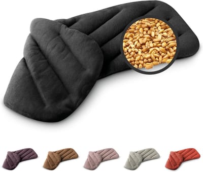 SnelShoppen - Leschi XXL Nek Warmtekussen Magnetron 50x20cm - 100% Biologisch Katoen & Tarwe - Alternatief voor Kersenpitkussen - Warmtezak met 8 Kame
