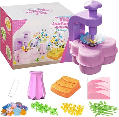 Stoffen bloemen boeket - Knutselset kinderen - Creatief spel - Alles-in-één - 22 x 17 x 14 cm - Multi