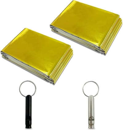Nooddeken Set - Survival Dekens - Outdoor Activiteiten - Scheurbestendig Materiaal - 2 Stuks 1.6x2.1m - Goud Zilver