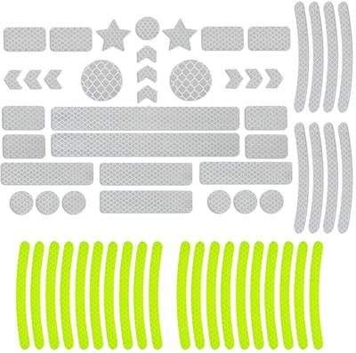 Dailygoods- Veiligheidsreflecterende Tape 62 Stuks - Waterdichte Reflecterende Strips - Zelfklevende Reflectoren - Verbeterde Zichtbaarheid - Slijtvast Materiaal - Prisma-Reflectietechnologie - Reflecterende Stickers