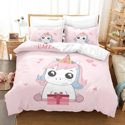 Droom Prinsessenbed Coer Sets Meisje 100% Hoge Kwaliteit Dekbed Beddengoed Sets Hot Dekbedovertrek Set Kasteel Cartoon Beddengoed Vol EU single(135x200cm) white