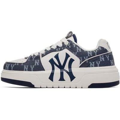 MLB Chunky Liner 24SS Retro Bloemen Trendy Dikke Zool Comfortabel Antislip Lage Top Skate Schoenen Unisex sneaker Marineblauw 3ASXCLD4N-50NYS 38