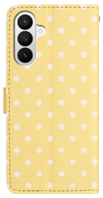 Hoesje Geschikt voor Samsung Galaxy A27 | Polka Dot Wallet Book Case | Portemonnee Hoesje | 3 Pasjes | Magneetsluiting | Stand Functie | Geel