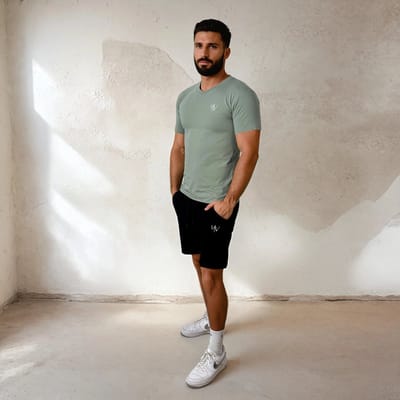 YV SPORT - YV MOTION V-shirt for him - Premium kwaliteit - Hoogwaardige stof - Luxe uitstraling - Tot XXL - Comfortabel en zacht - Perfecte pasvorm - Activewear - Casual of sportief - Fitness en sport shirt - Sportkleding heren - Groen - Maat S