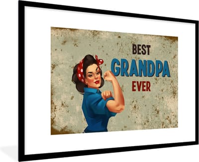 Fotolijst incl. Poster - Opa - Best grandpa ever - Spreuken - Quotes - 120x80 cm - Posterlijst