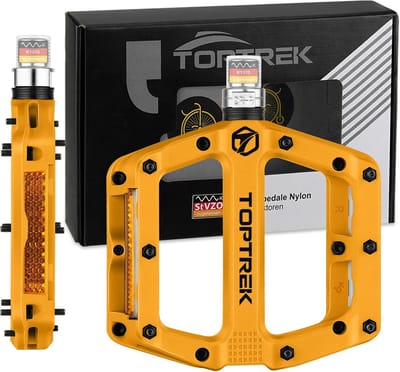Thijox - Fietspedalen met StVZO-reflectoren, Nylonvezel MTB-pedalen met 3 gesloten lagers, Antislip 9/16 inch Pedalenset voor Mountainbike, Trekking,