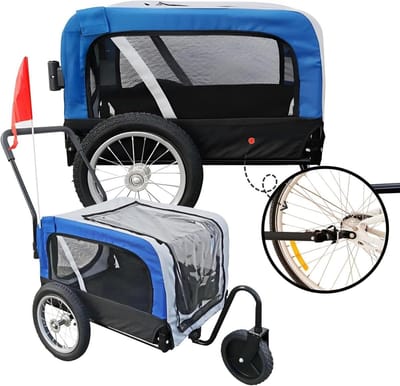 Hondenaanhanger - Hondenbuggy Jogger - Veilig Vervoer - Ombouwbaar Ontwerp - Max 20 kg - Blauw