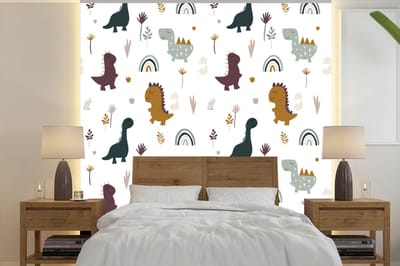 Behang - Fotobehang Patronen - Jongens - Dino - Breedte 240 cm x hoogte 240 cm