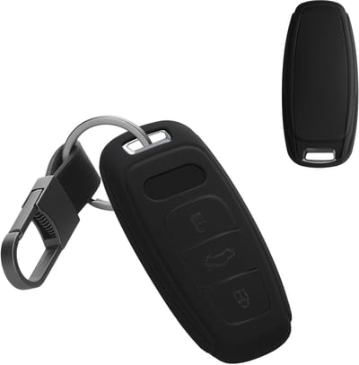 kwmobile Autosleutel Hoes Compatibel met Audi A6 A7 A8 Q7 Q8 3-knops autosleutel Keyless – TPU Sleutelhoes – Sleutelschaal in zwart – Met Sleutelring