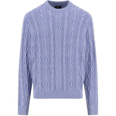Fynch-Hatton Trui Mock-Neck Coastal Cable New Breeze / male