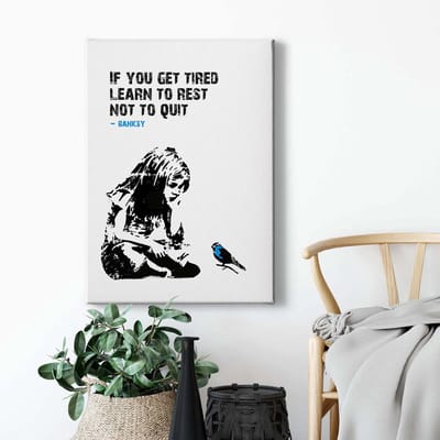 Canvas print DD123168 IfYouGetTired A.S. Création 0,5 x 0,7 m Wit Kantoor Hal/Gang Keuken Slaapkamer Woonkamer