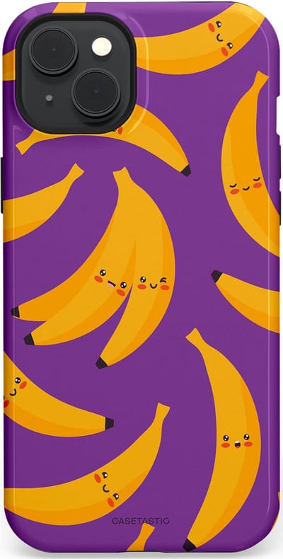 Casetastic Hoesje Geschikt voor Apple iPhone 15 Plus Magsafe - Stijlvolle Beschermende Duo-layer Case - Kawaii Bananen