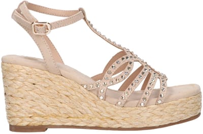La Strada Wedge Sandaal Beige Micro Met Steentjes - Damesschoenen - Maat - 37