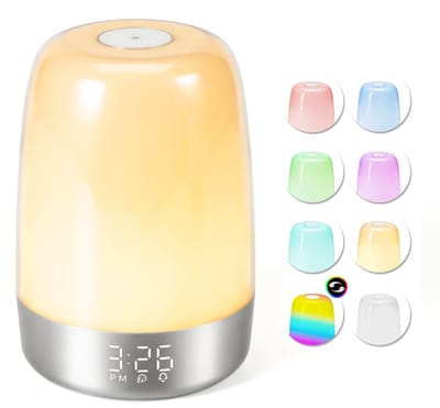 YONO Wake Up Light - Lichtwekker - Digitale Wekker met Lamp - Natuurgeluiden - Slaapkamer - Snooze Functie - Zilver