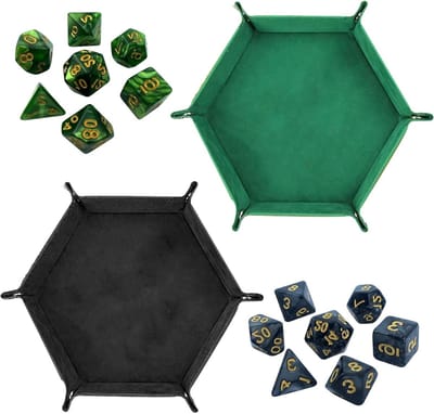 Hexagonale Opbergdoos voor Dobbelstenen en Sieraden, Vouwbare Lade voor Dungeons and Dragons, Bordspellen en Coin Collectie