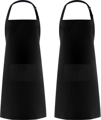 2 Stuks - Keukenschort - 80*65cm - Horeca Sloof - Polyester - Zwart - Kookschort - Verstelbaar - Waterdichte en oliebestendige schorten - Voor Dames en Heren - Knutselen - Timmermansschort - Pottenbakken Schort - Barbecueschorten