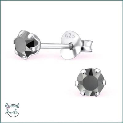 Aramat Jewels | Oorbellen | 925 Zilveren Kristallen Oorbellen Rond 4-8mm - Sprankelende Studs | 4mm / Comet Argent | | | Zilver | Kinderen, Volwassenen | Verkleurd niet
