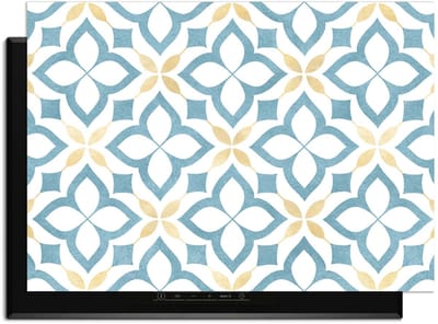 KitchenArt - Deep Floral Cross - Inductie Beschermer - 83x51.5 cm - Kookplaat Beschermer - Luxe Afdekplaat Inductieplaat - Anti-slip & Oprolbaar - Beschermmat Inductiekookplaat