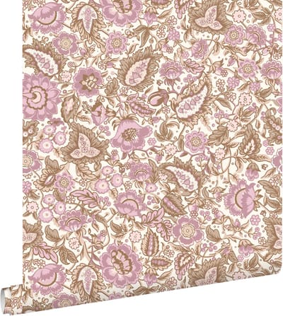 ESTAhome behang vintage bloemen bruin en paars - 50 x 900 cm - 131495