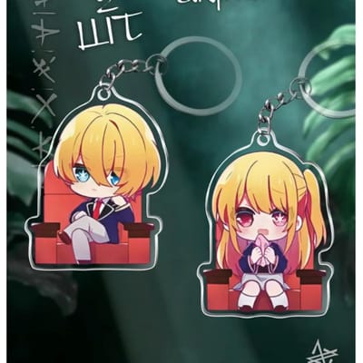 Porte-clés Acrylique Anime pour Oshi No Ko Akane Kurokawa Kana Arima Ruby Hoshino Personnages Version Q Porte-clés Pendentif Acrylique beige