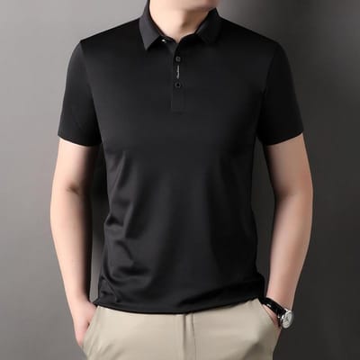 Effen Kleur Effen Kleur Heren Zomer Korte Mouw Zakelijk Casual Dunne Korte Mouw Poloshirt voor Heren XXXXL