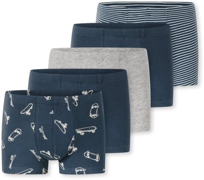 Shorts, set van 5, met streepjes, Skateboards, blauw/grijs gemêleerd - 95/5 92