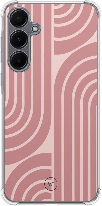 Hoesje (shockproof) geschikt voor Samsung Galaxy A15 - Blush shapes - Extra sterke case - TPU/polycarbonaat - Print - Roze, Transparant