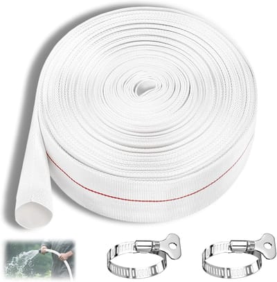 10 meter lange industriële tuinslang set met 2 roestvrijstalen koppelingen, vlakke afvoerslang voor dompelpompen, irrigatie en whirlpools