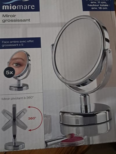 Miomare Makeup Spiegel - Cosmetica spiegel - 5-voudige vergroting - 11 x 18cm