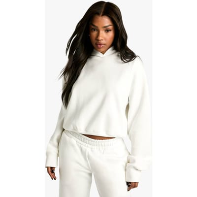 boohoo Dames Diepe Zoom Oversized Hoodie | Ecru | Maat: Large