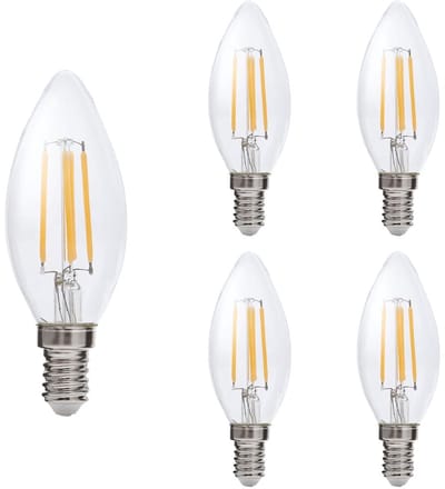 Kobi LED Filamentlamp E14 4W - 470lm - 3000K - 360° Licht - 230V - Kleine Bolvorm - Voor Sfeerverlichting in Lampenkappen of Nissen - 5 stuks