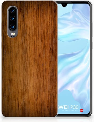 Huawei P30 Bumper Hoesje Donker Hout