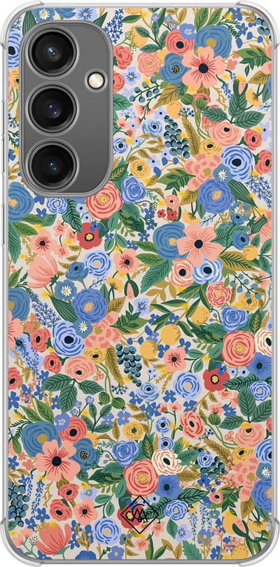 Casimoda® hoesje - Geschikt voor Samsung Galaxy S23 FE - Blue Gardens - Shockproof case - Extra sterk - TPU/polycarbonaat - Blauw, Transparant