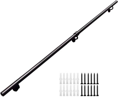 Trapleuning Metaal - Steunstang Ronde Buis - Veiligheid Trap - Duurzaam Smeedijzer - 1.5 Meter - Zwart