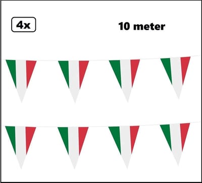 4x Vlaggenlijn Italie 10meter - Italy Landen EK WK Italiaans festival thema feest fun