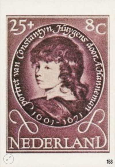 Briefkaart met afbeelding portret van Philips Huygens – door Adriaen Hanneman postzegel