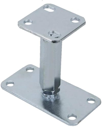 Verstelbare paaldrager met verhoogde voet van 100-200 mm hoogte paaldrager M20 Bolt Pergola dakdrager Heavy Duty 7 mm dik verzinkte stalen houder