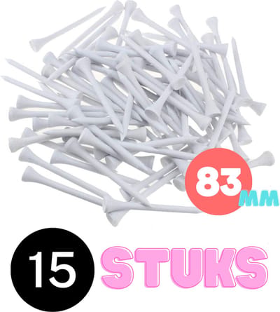 Golf tees hout - 15 stuks - 83mm - Wit - Golf accesoires - Golfset - Golftees - Golftee - Golfaccesoires