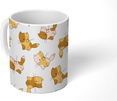 Mok - Koffiemok - Patronen - Kat - Kitten - Jongens - Meisjes - Kinderen - Kindje - Mokken - 350 ML - Beker - Koffiemokken - Theemok