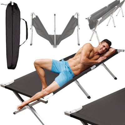 MOZY® - Kampeerbed - Zwart - tot 150 kg - Opvouwbaar - 190 x 70 cm - Inclusief Draagtas - Campingbed - Reisbed - Vouwbed - Veldbed - Ligbed